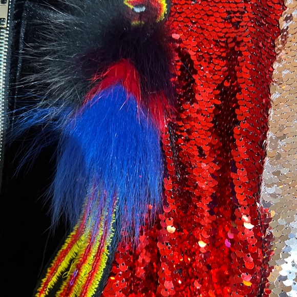 Sequin Bomber Jacket with Fur Accents - Picture 6 of 16